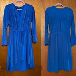 Bright blue long sleeve drawstring waist Alfani dress